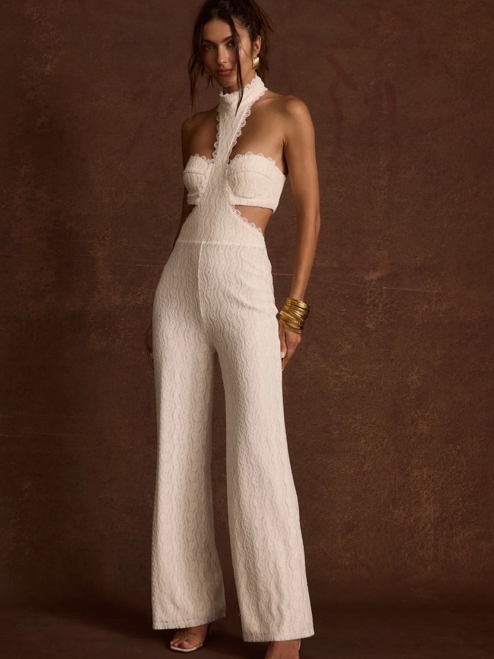 12th Tribe Princesa White Lace Jumpsuit (L)